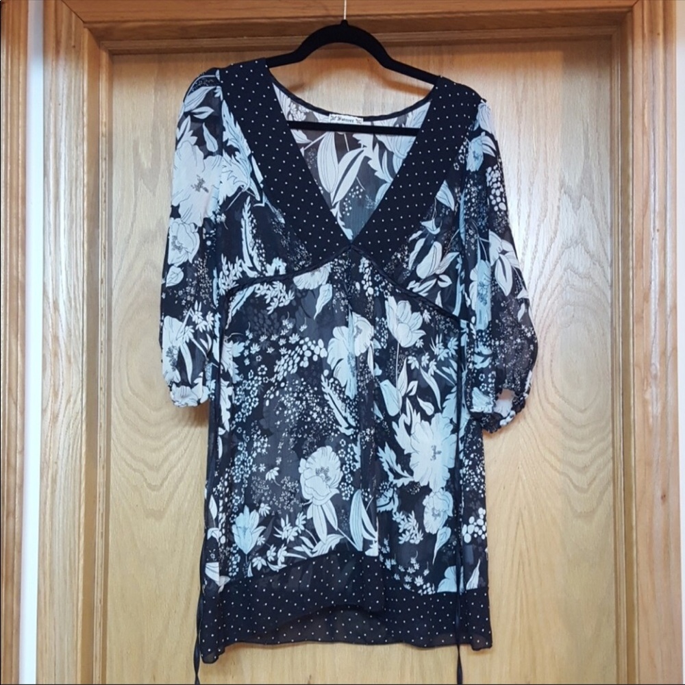 Black and white floral blouse